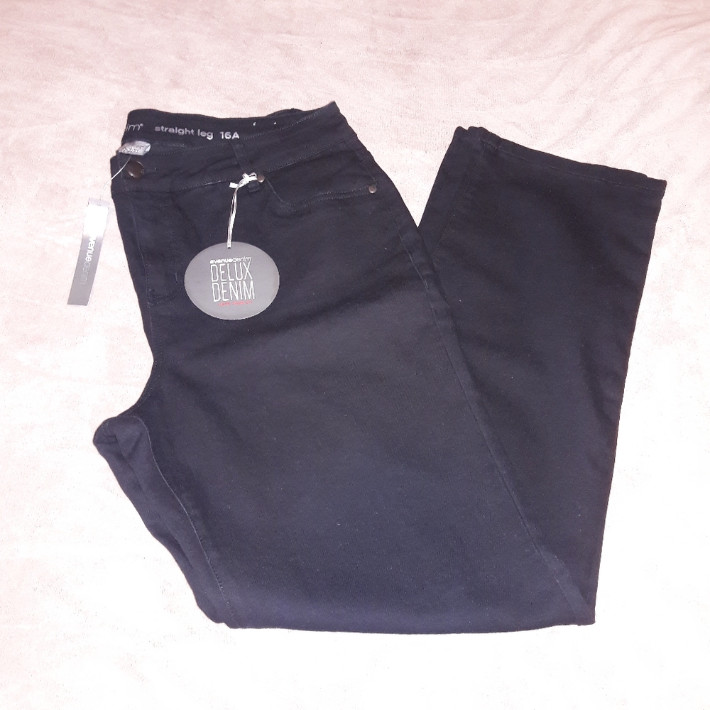 AVENUE Black Denim Pants 16A NWT